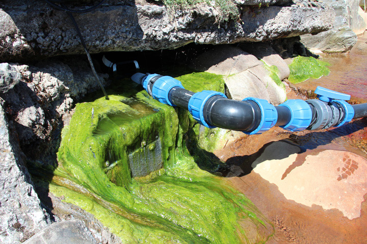 Pipe from groundwater discharge