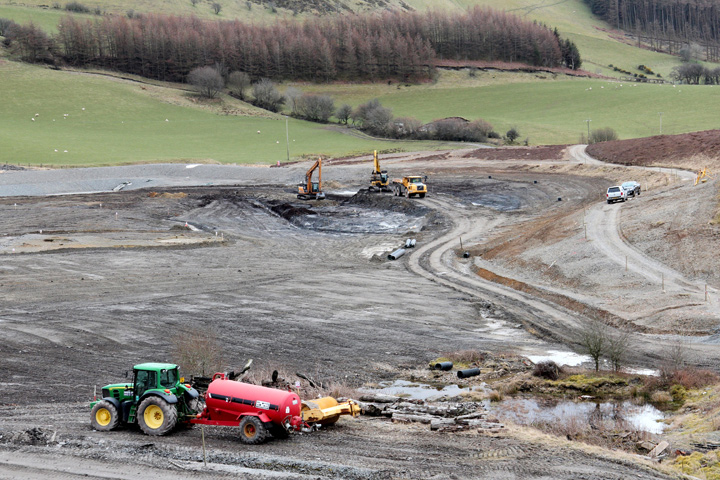 Excavation  of former tailings lagoon, Frongoch Mine