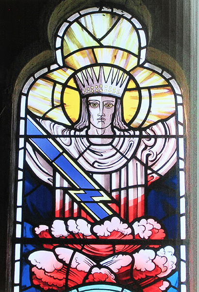 stained glass window in St Peter's Church, Little Newcastle
