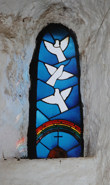 Stained glass window in St Teilo's Church