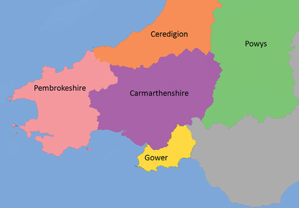 South Wales map