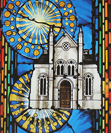 Traditional stained glass designs in colour